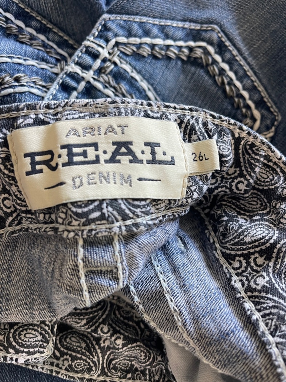 Ariat R.E.A.L. Arrow Fit stretch midrise jeans zip fly straight fit boot cut - Picture 4 of 8